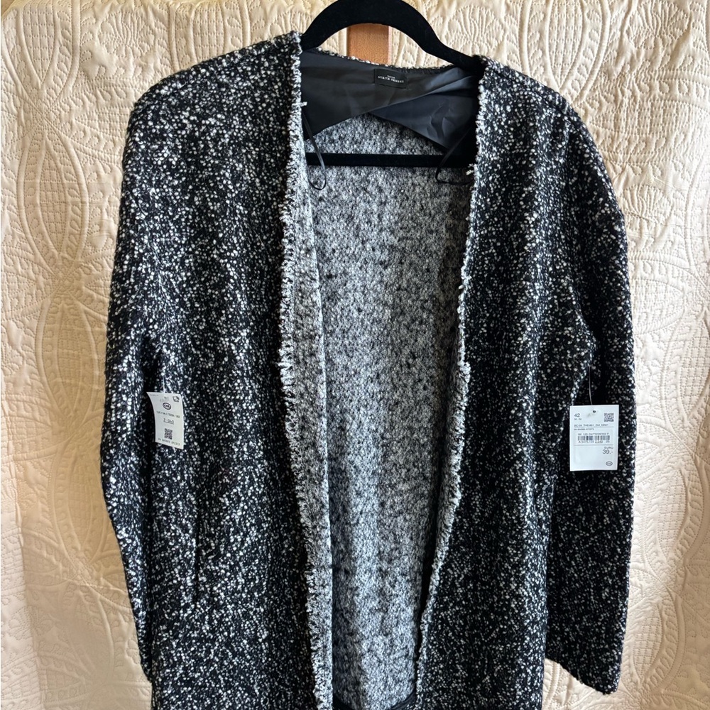 Black and White Blazer with Salt-and-Pepper Knit